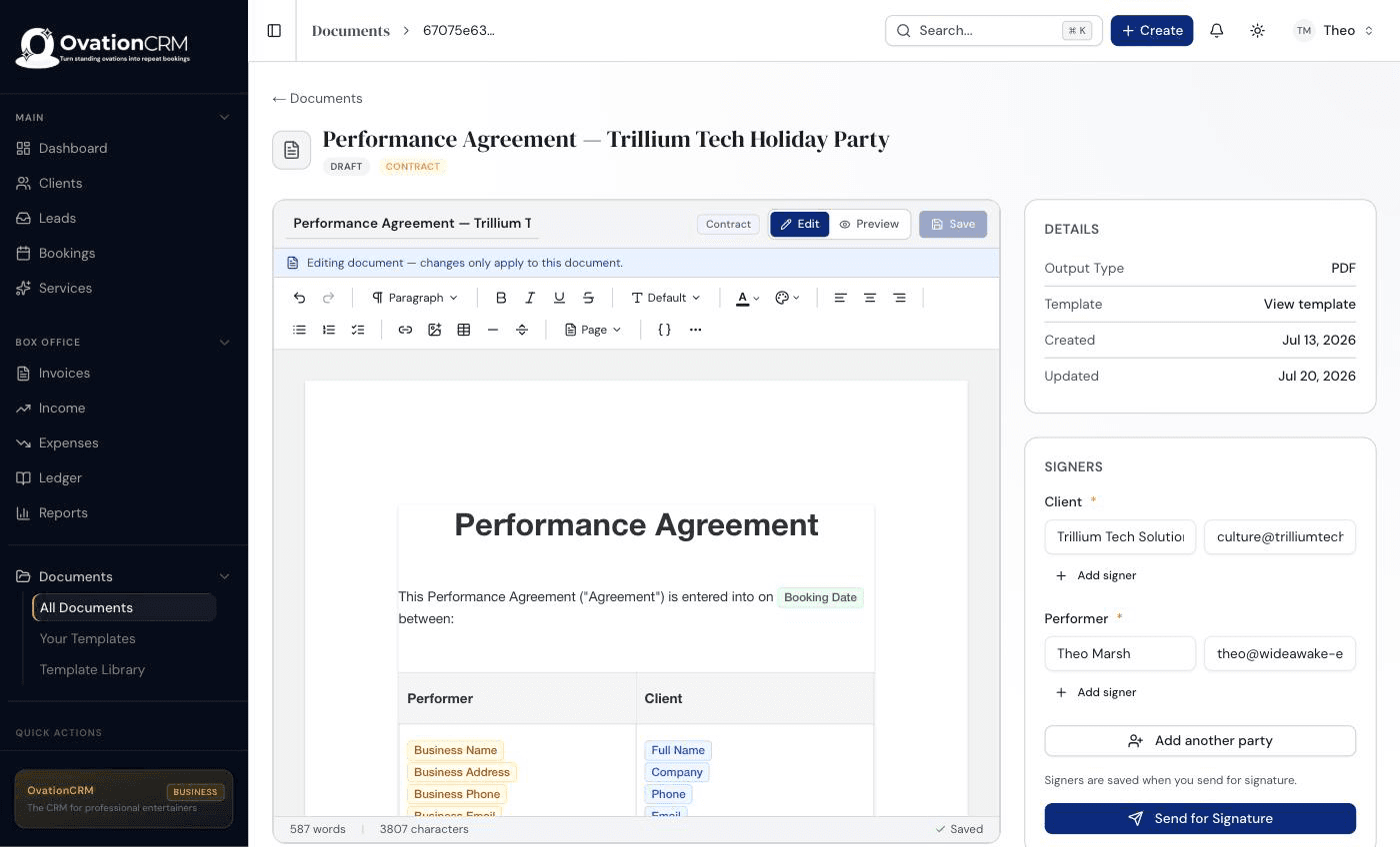 No date is real until it's signed in OvationCRM