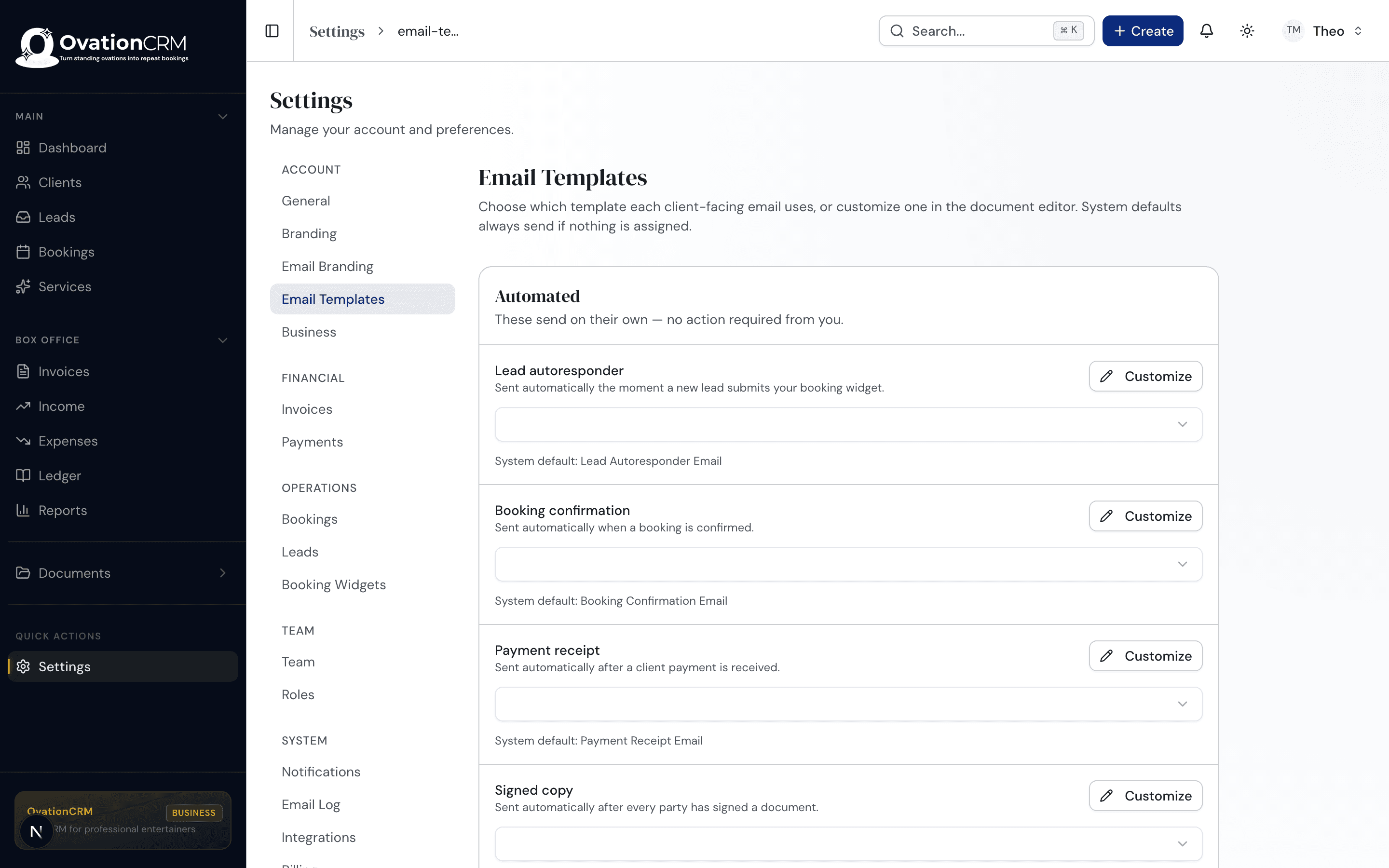 Email Templates in OvationCRM