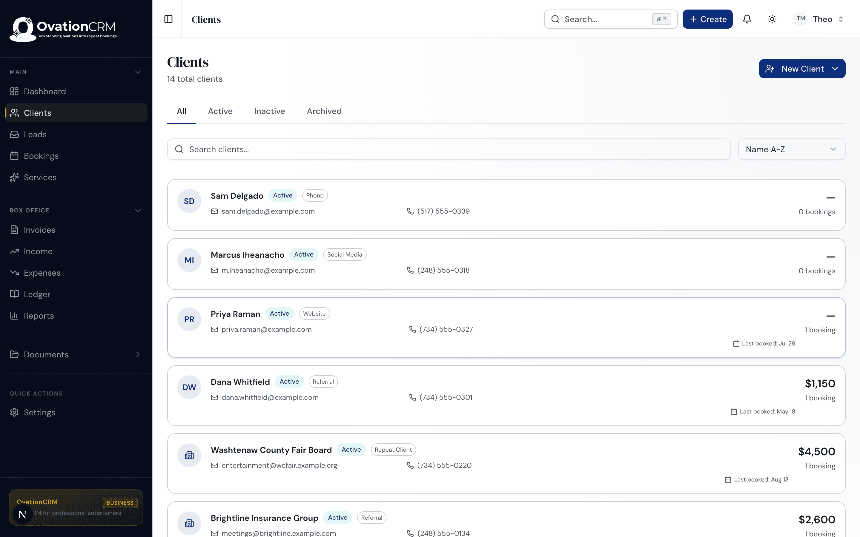 Client Management in OvationCRM
